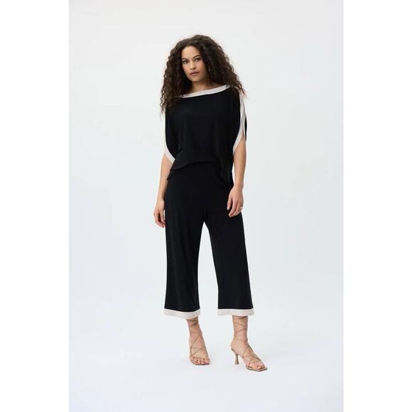 Joseph Ribkoff Women’s Jumpsuit Size 8 Black Moonstone Short Sleeve Elegant Chic